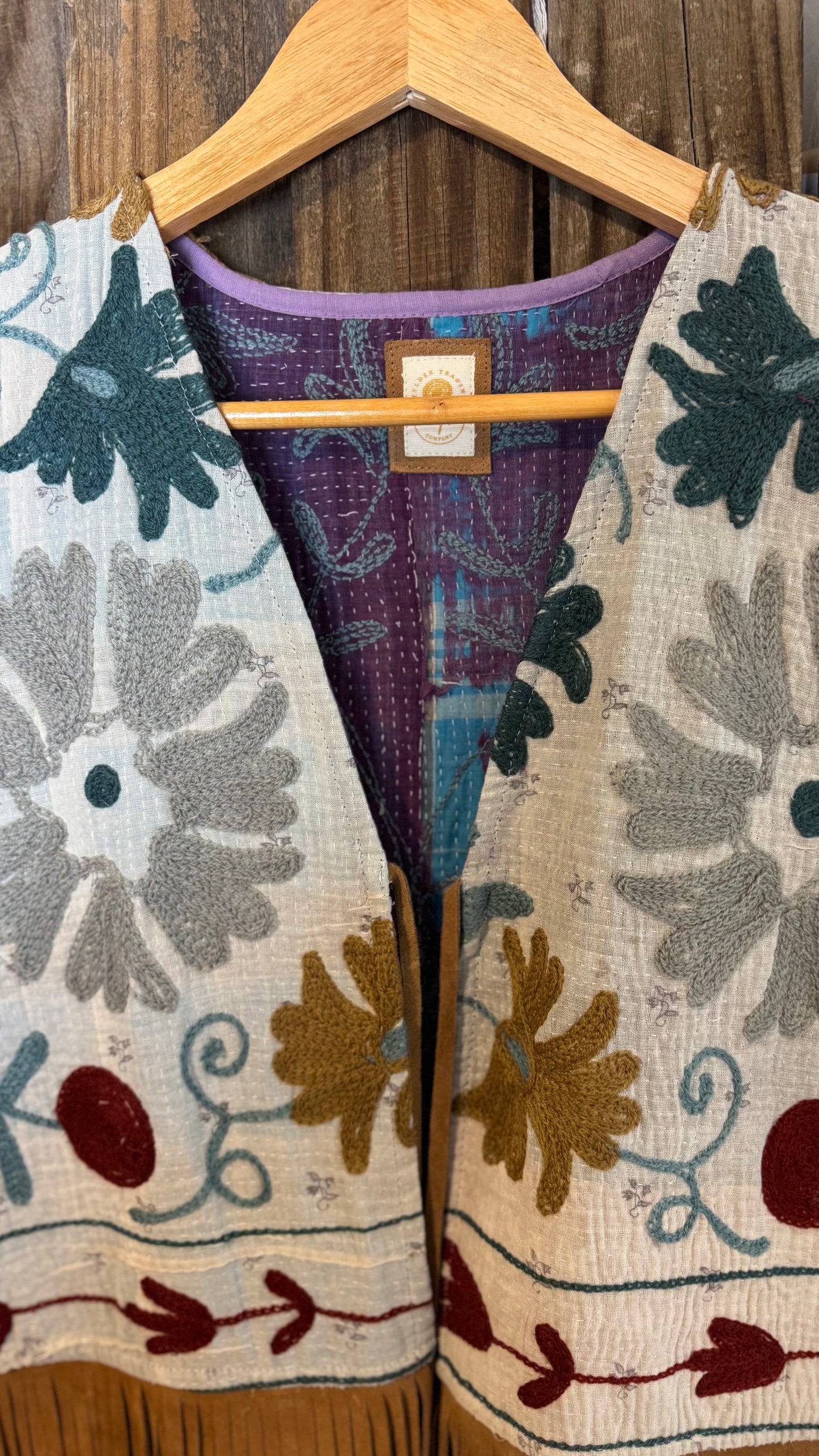 Artisan Textile Vest (Short Fringe - Tan) 011