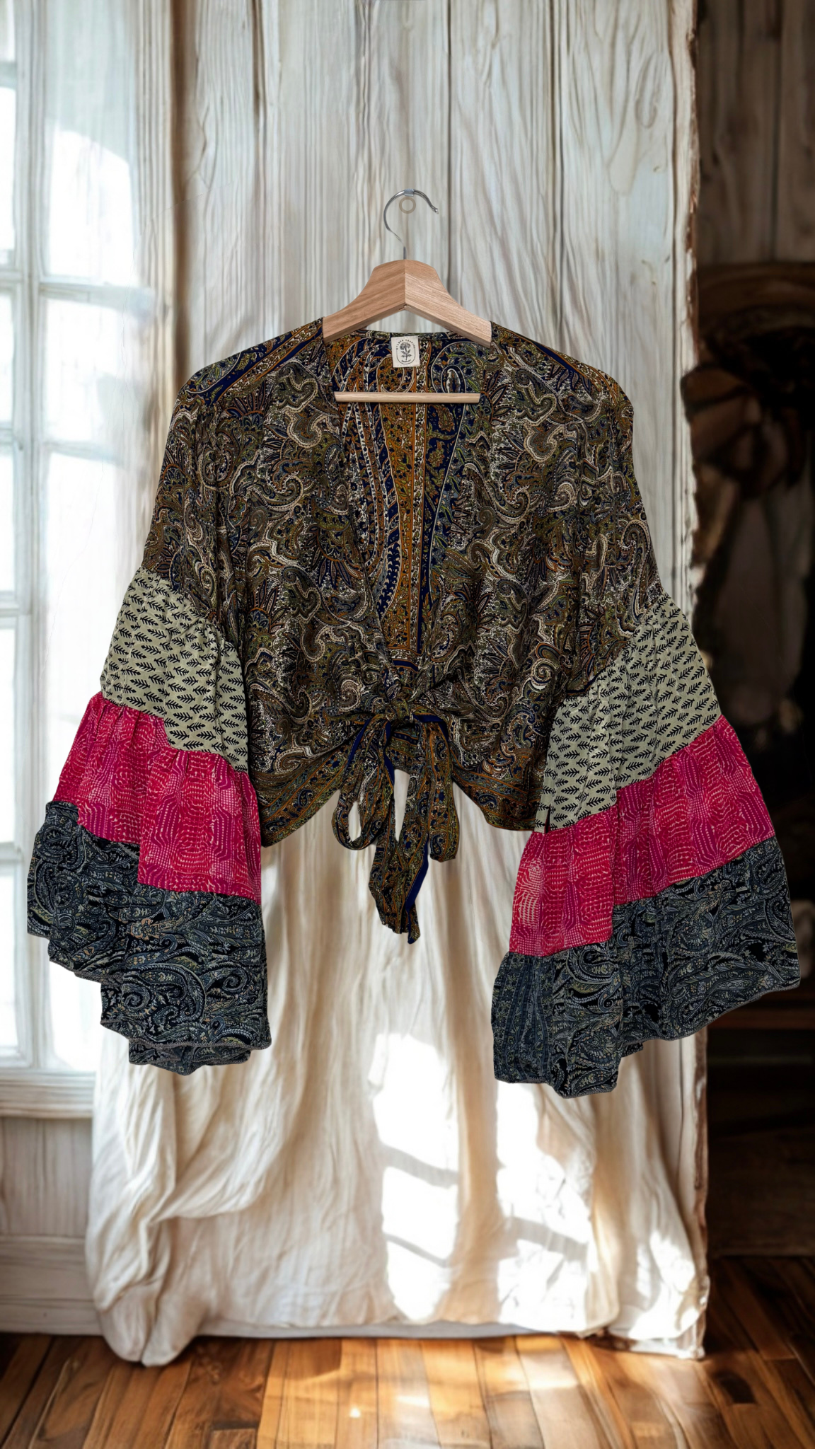 Thunderstruck ⚡ Silk Wrap Tie Top 054