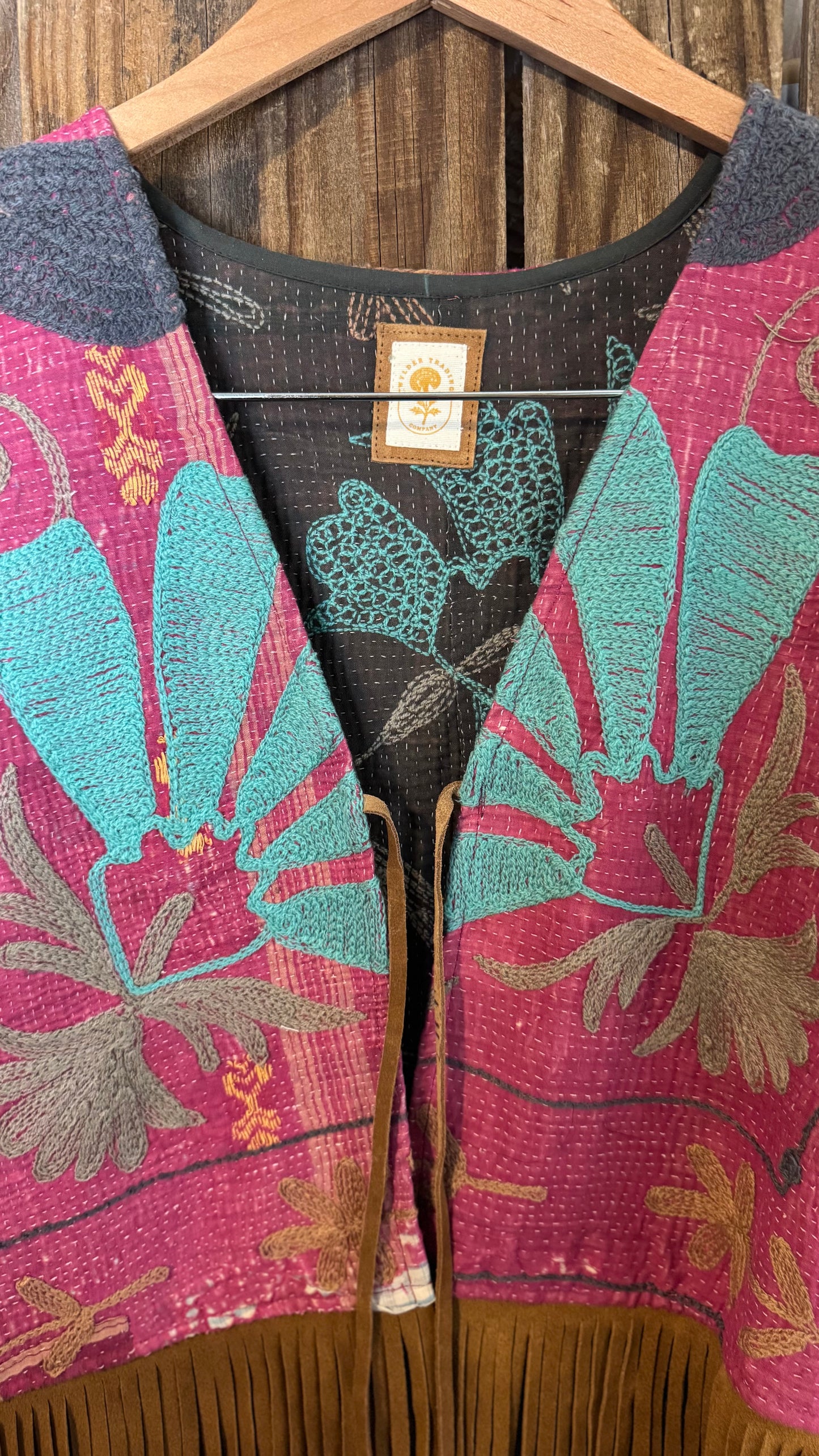 Artisan Textile Vest (Short Fringe - Tan) 014