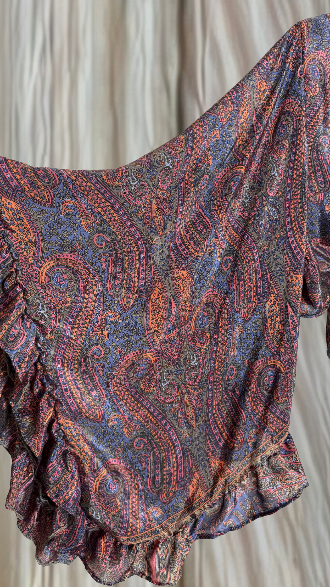 Bell Sleeve Silk Wrap Tie Top 002