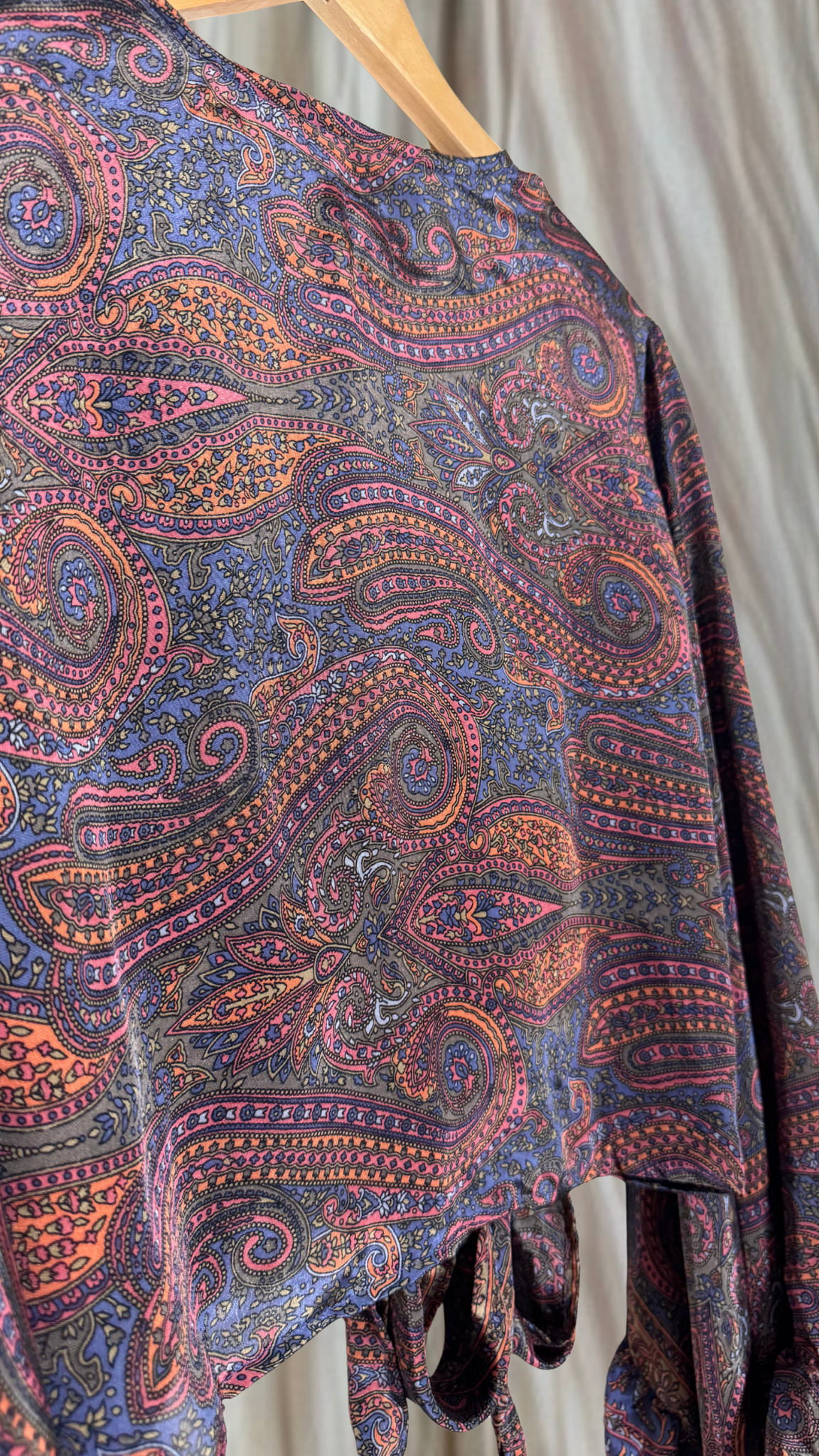 Bell Sleeve Silk Wrap Tie Top 002
