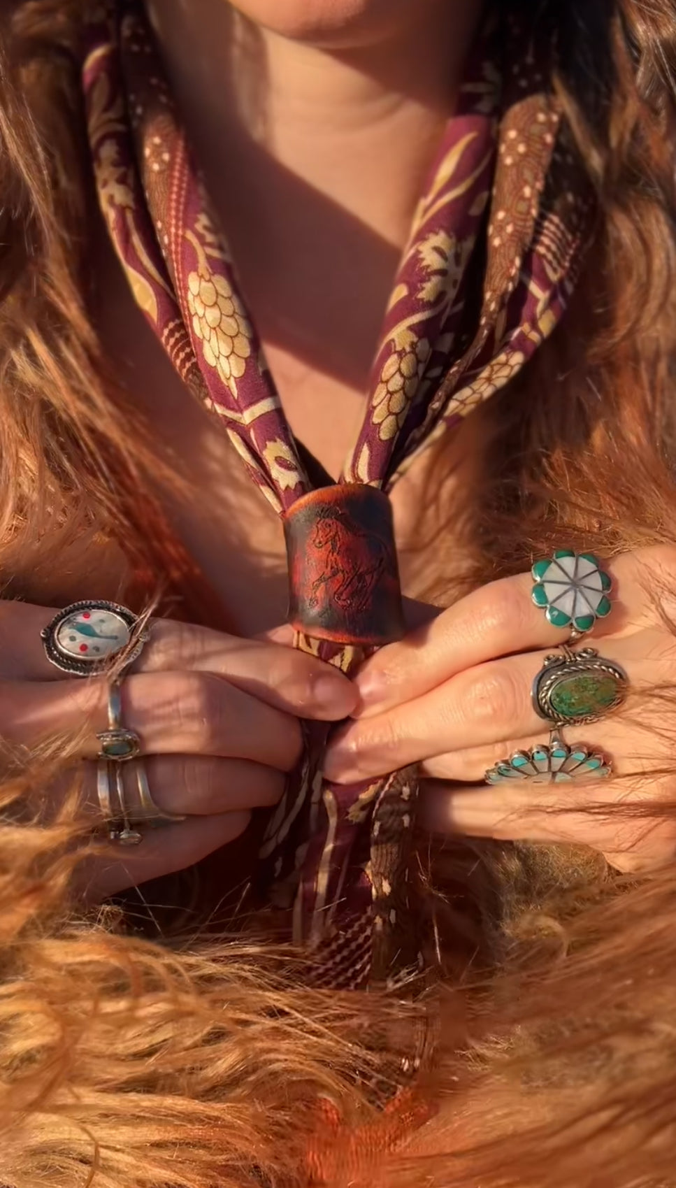 Leather Handcrafted Bolo Slide - Wild Horse