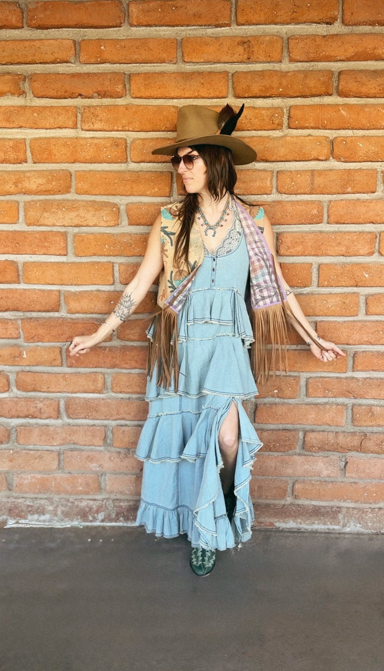 Artisan Textile Vest (Long Fringe - Tan) 003