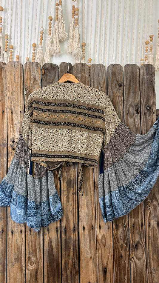 Thunderstruck ⚡ Silk Wrap Tie Top 019