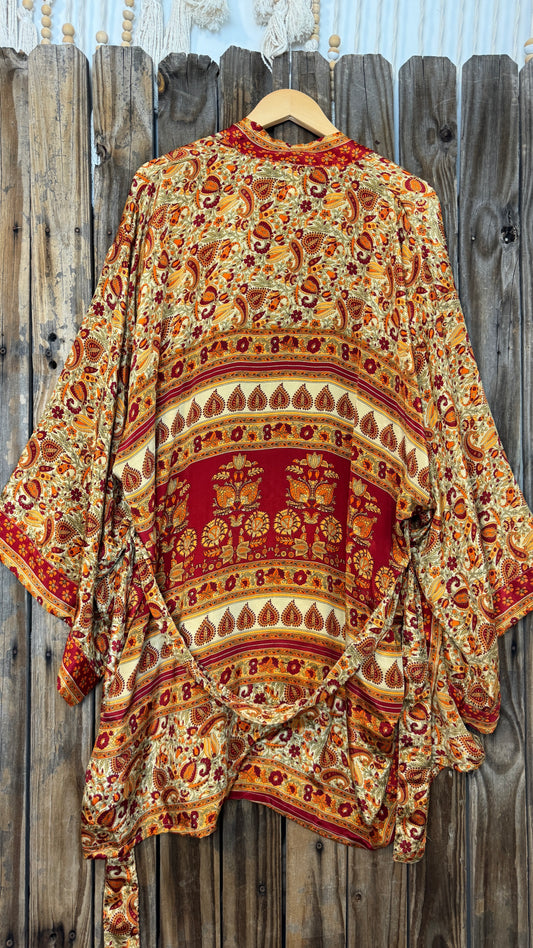 Creosote Sari Silk Kimono 003