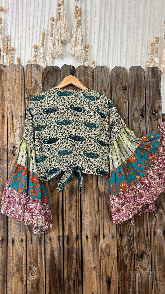 Thunderstruck ⚡ Silk Wrap Tie Top 016