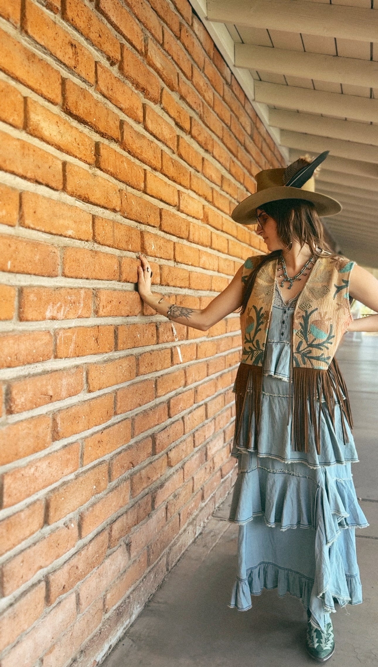 Artisan Textile Vest (Long Fringe - Tan) 003