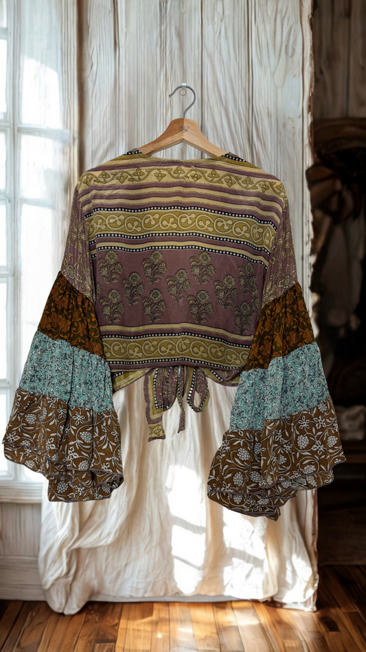 Thunderstruck ⚡ Silk Wrap Tie Top 055