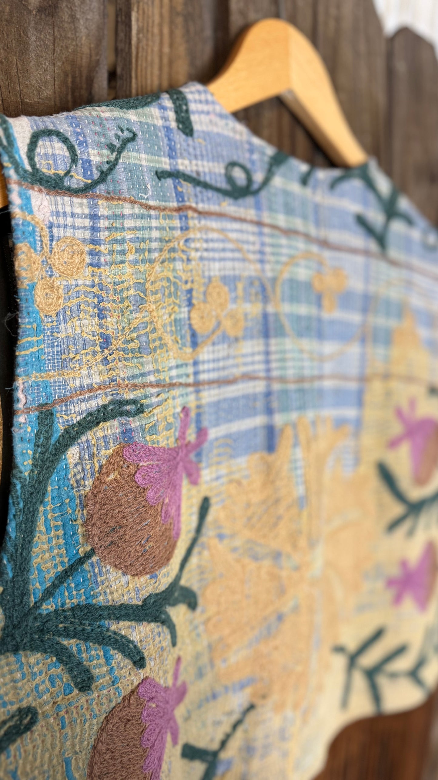 Artisan Textile Vest (Short Fringe - Tan) 010