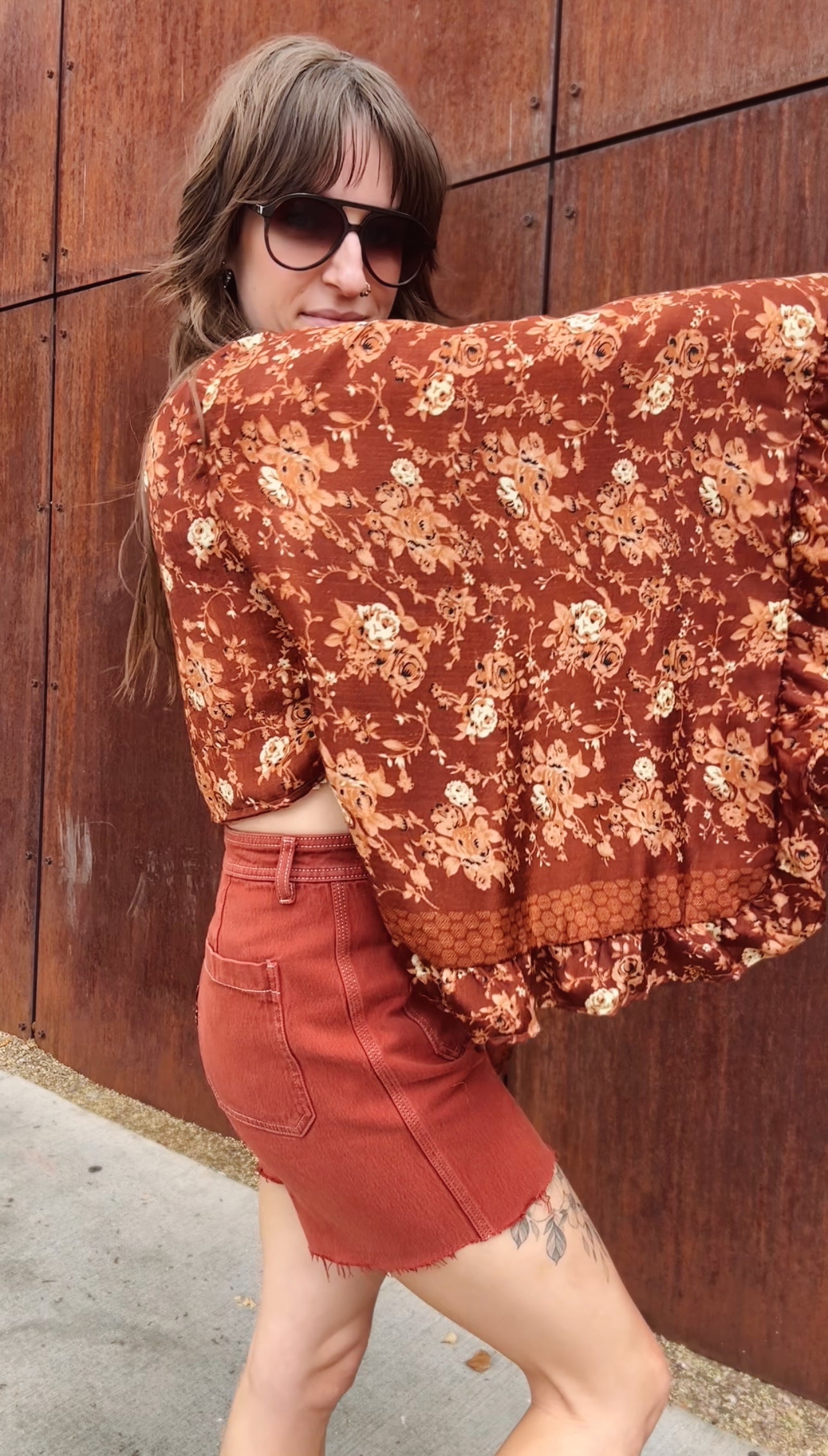 Bell Sleeve Silk Wrap Tie Top 001