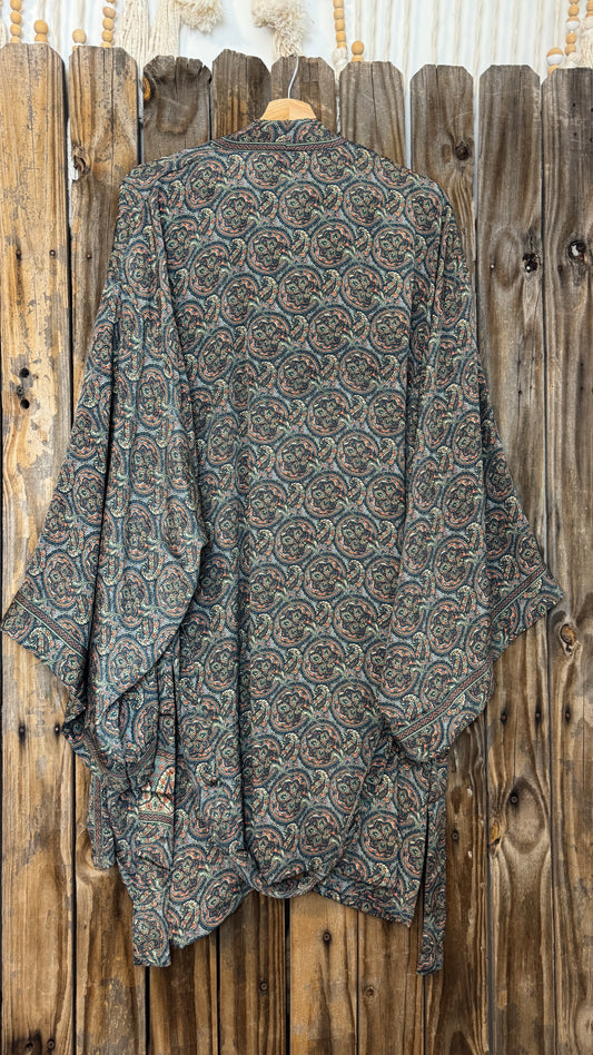 Creosote Sari Silk Kimono 013