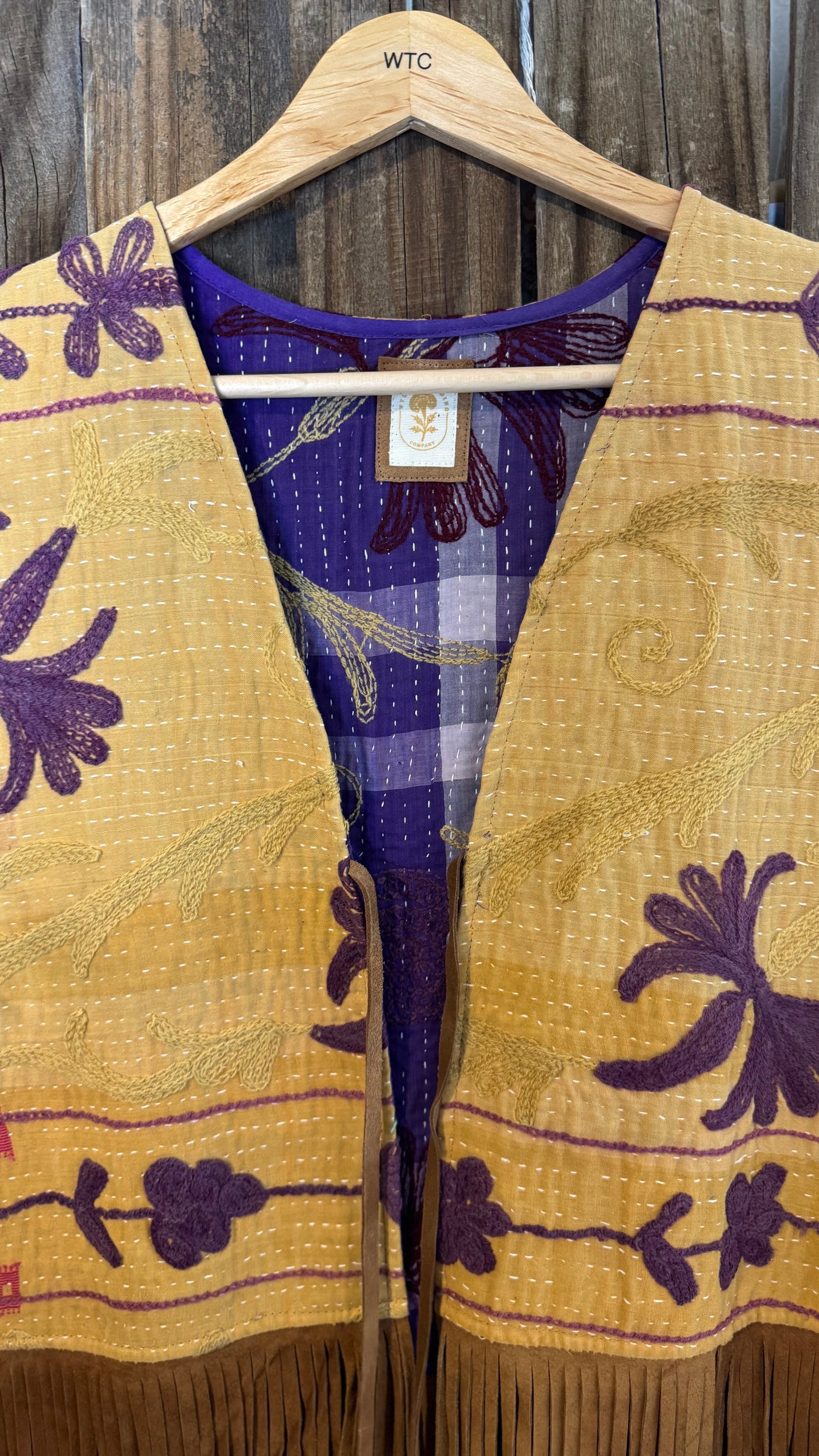 Artisan Textile Vest (Short Fringe - Tan) 007