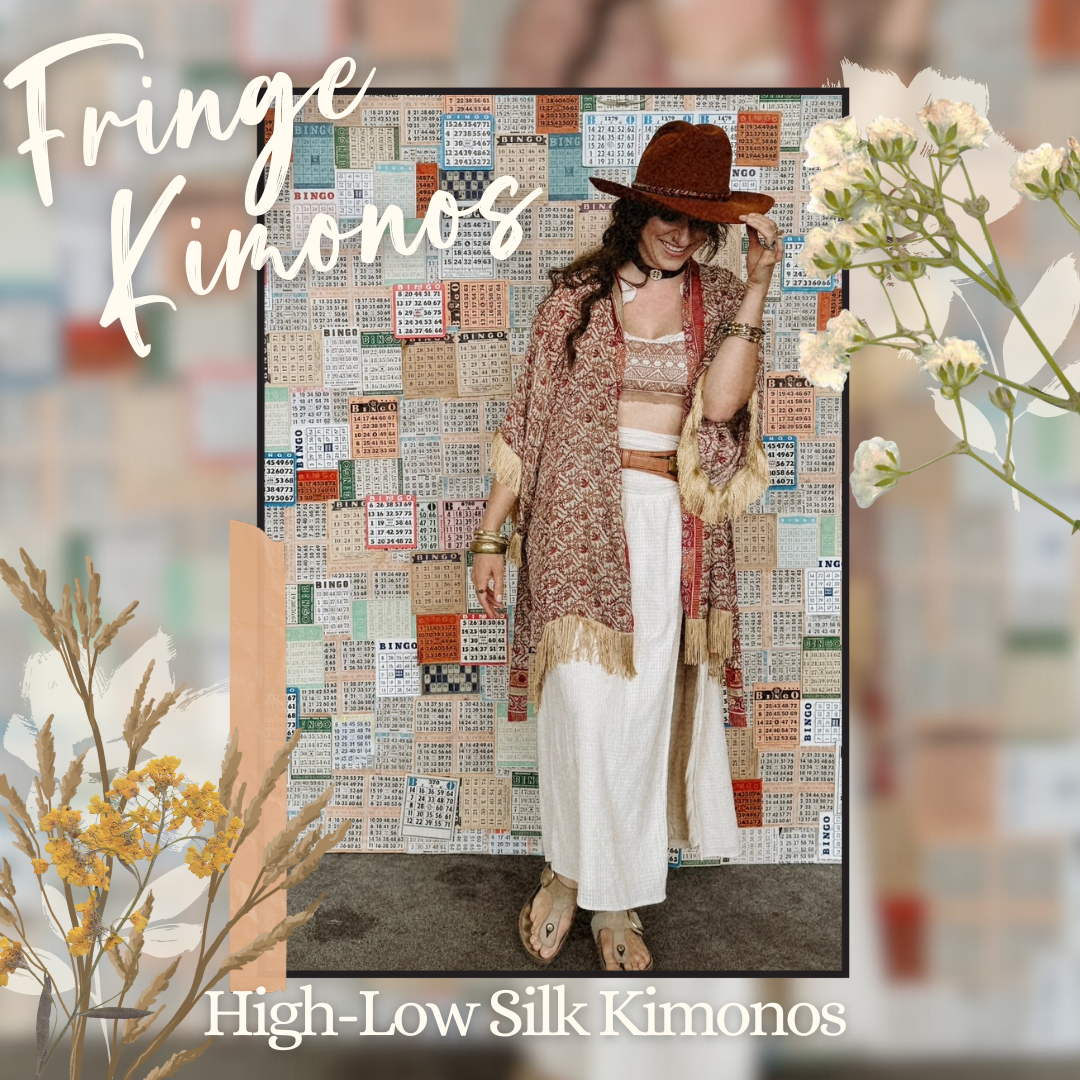Fringe High-Low Silk Kimonos