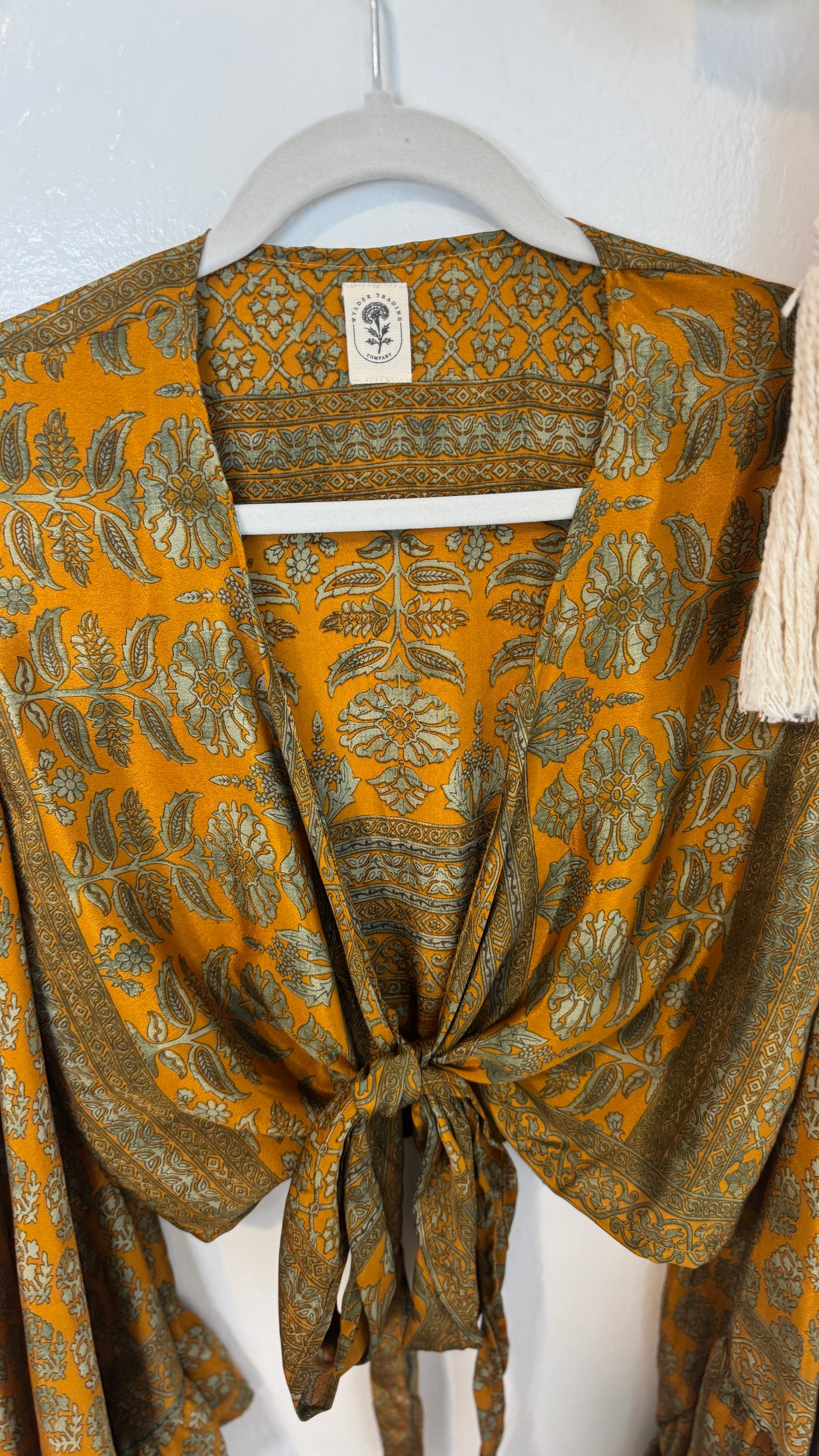 Bell Sleeve Silk Wrap Tie Top 013