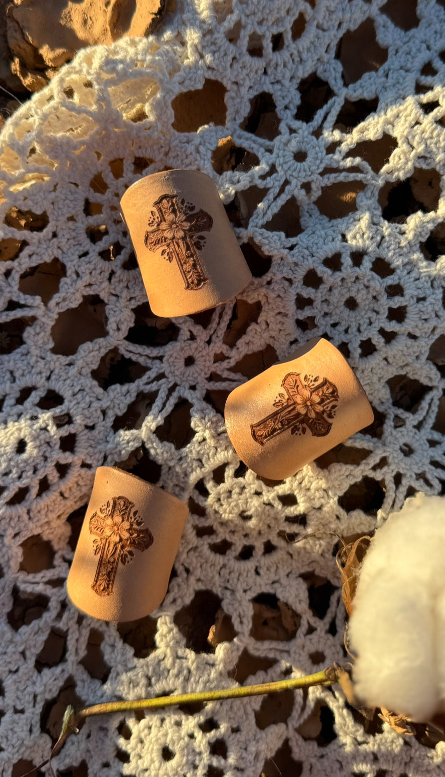 Leather Handcrafted Bolo Slide - Cross