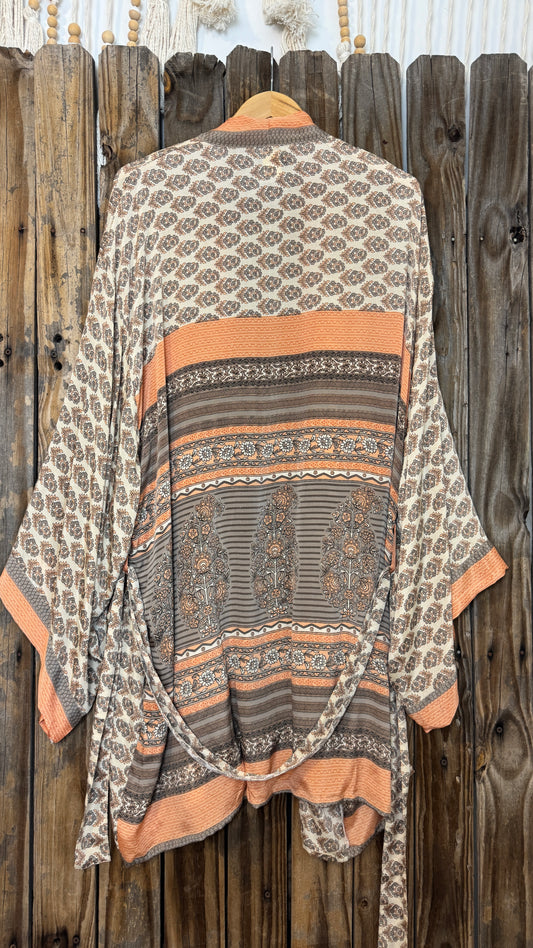 Creosote Sari Silk Kimono 005