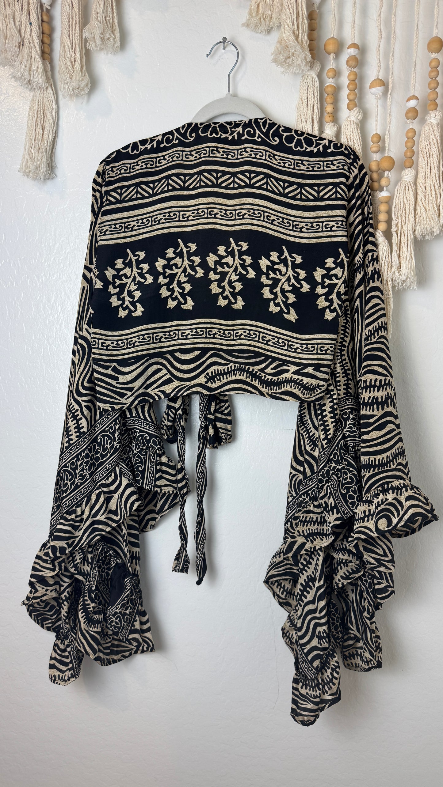 Bell Sleeve Silk Wrap Tie Top 001