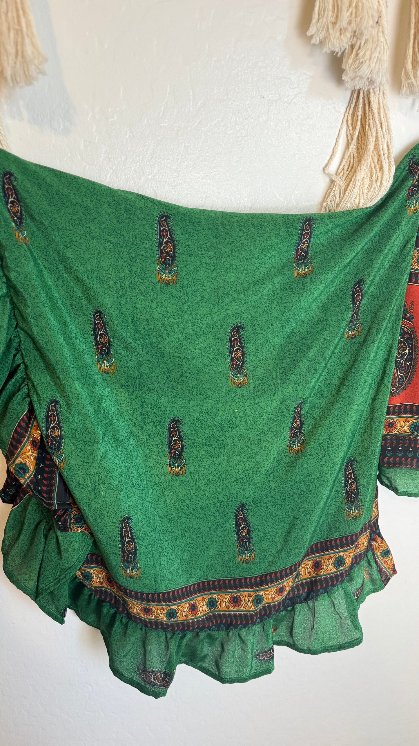 Bell Sleeve Silk Wrap Tie Top 019