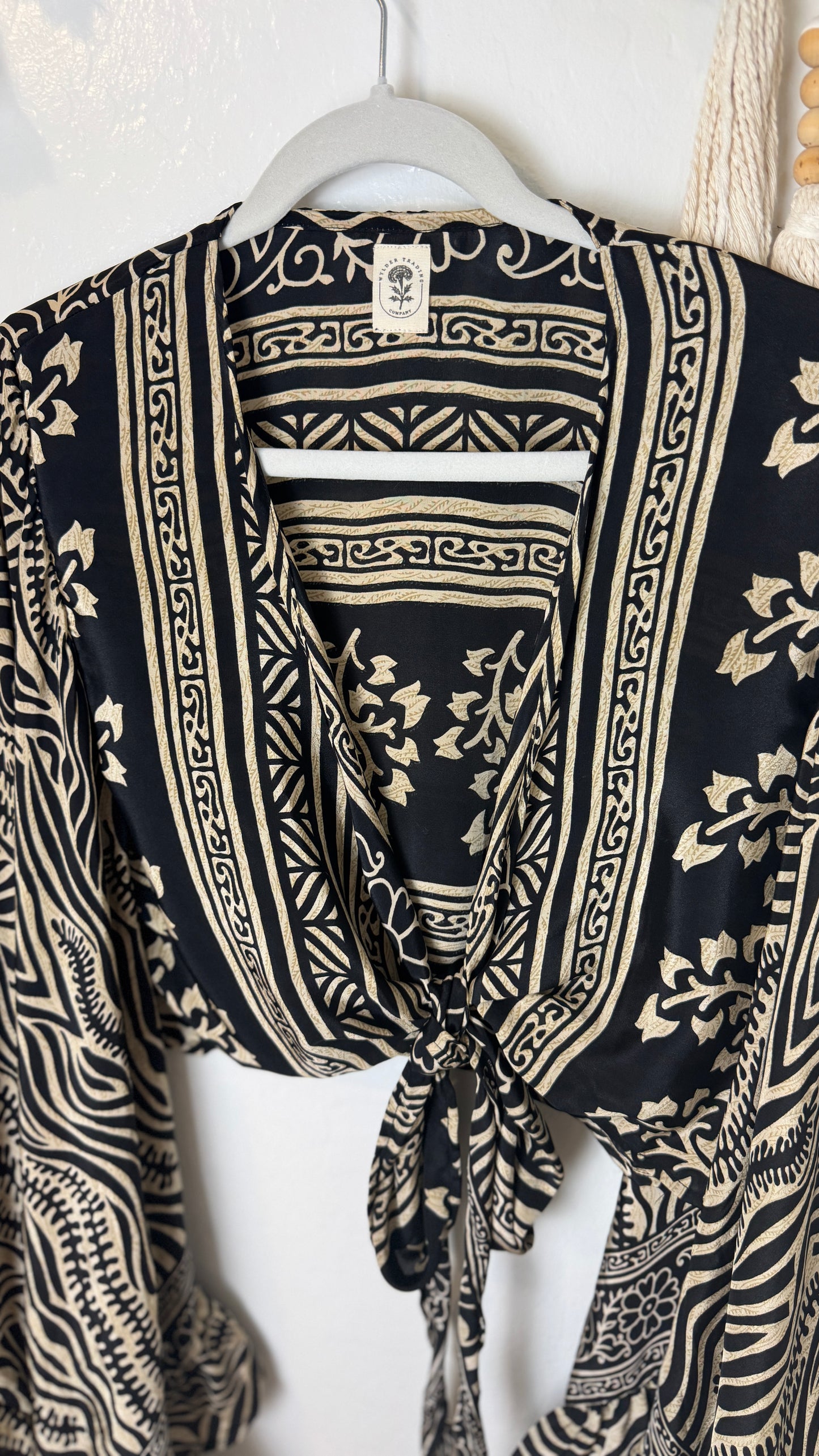 Bell Sleeve Silk Wrap Tie Top 001