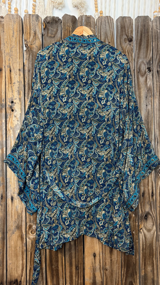 Creosote Sari Silk Kimono 017