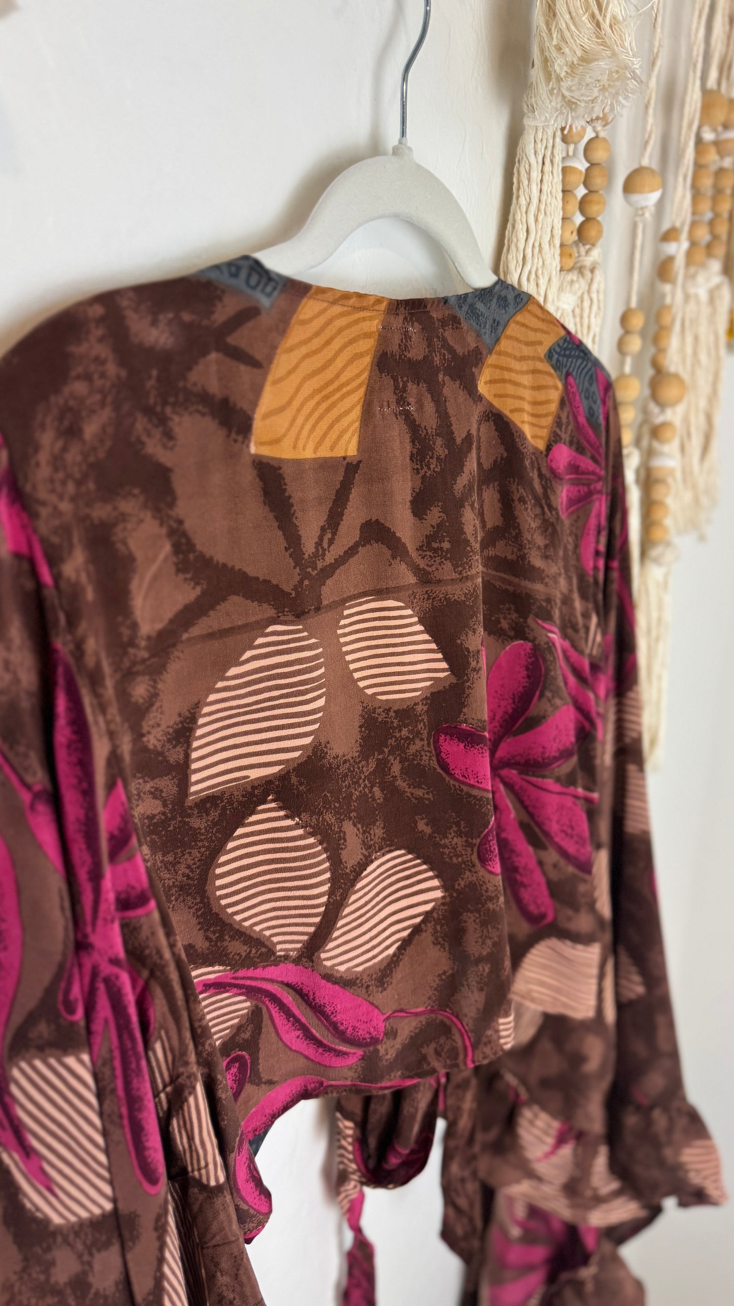 Bell Sleeve Silk Wrap Tie Top 009