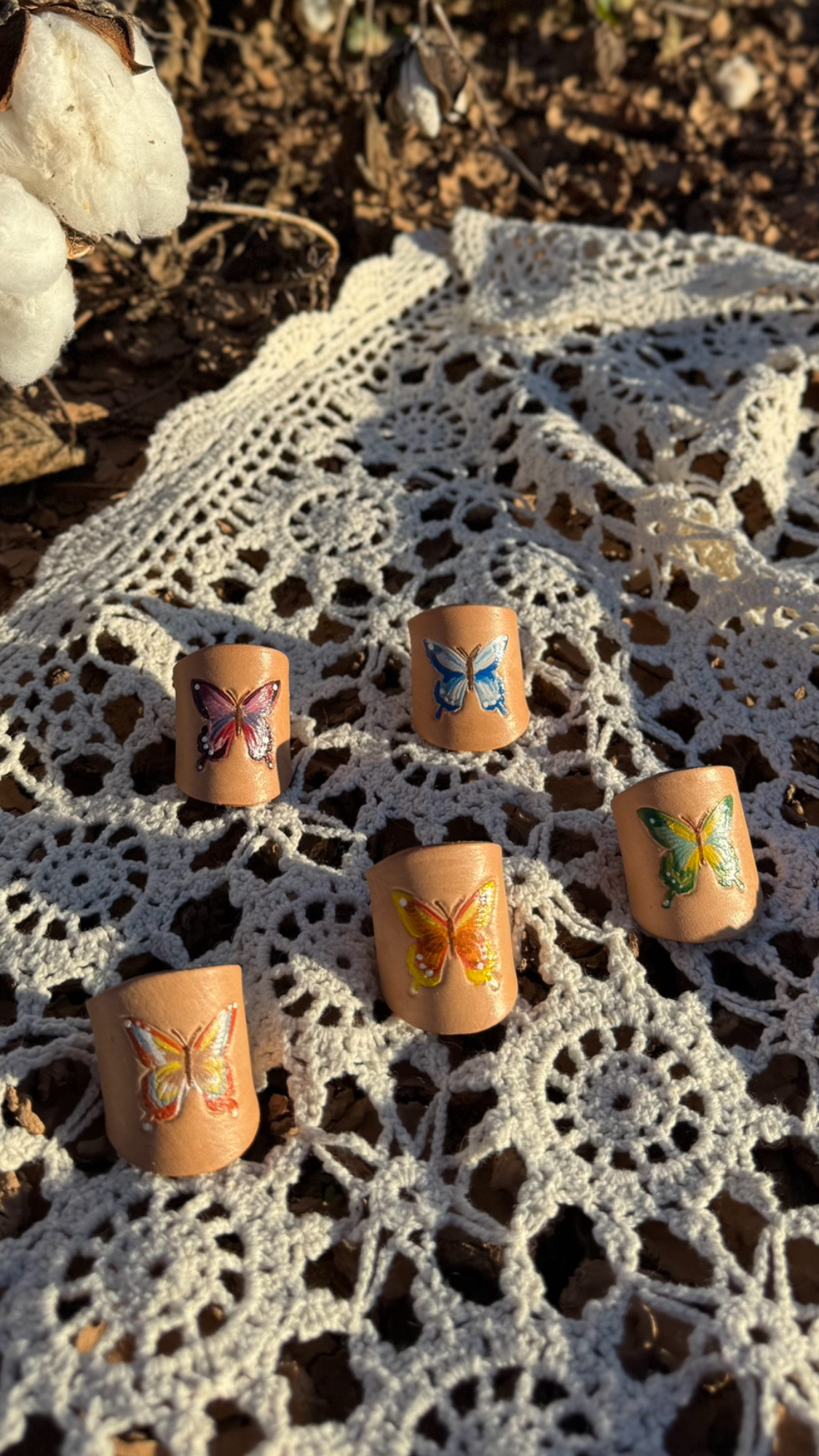 Leather Handcrafted Bolo Slide - Butterfly