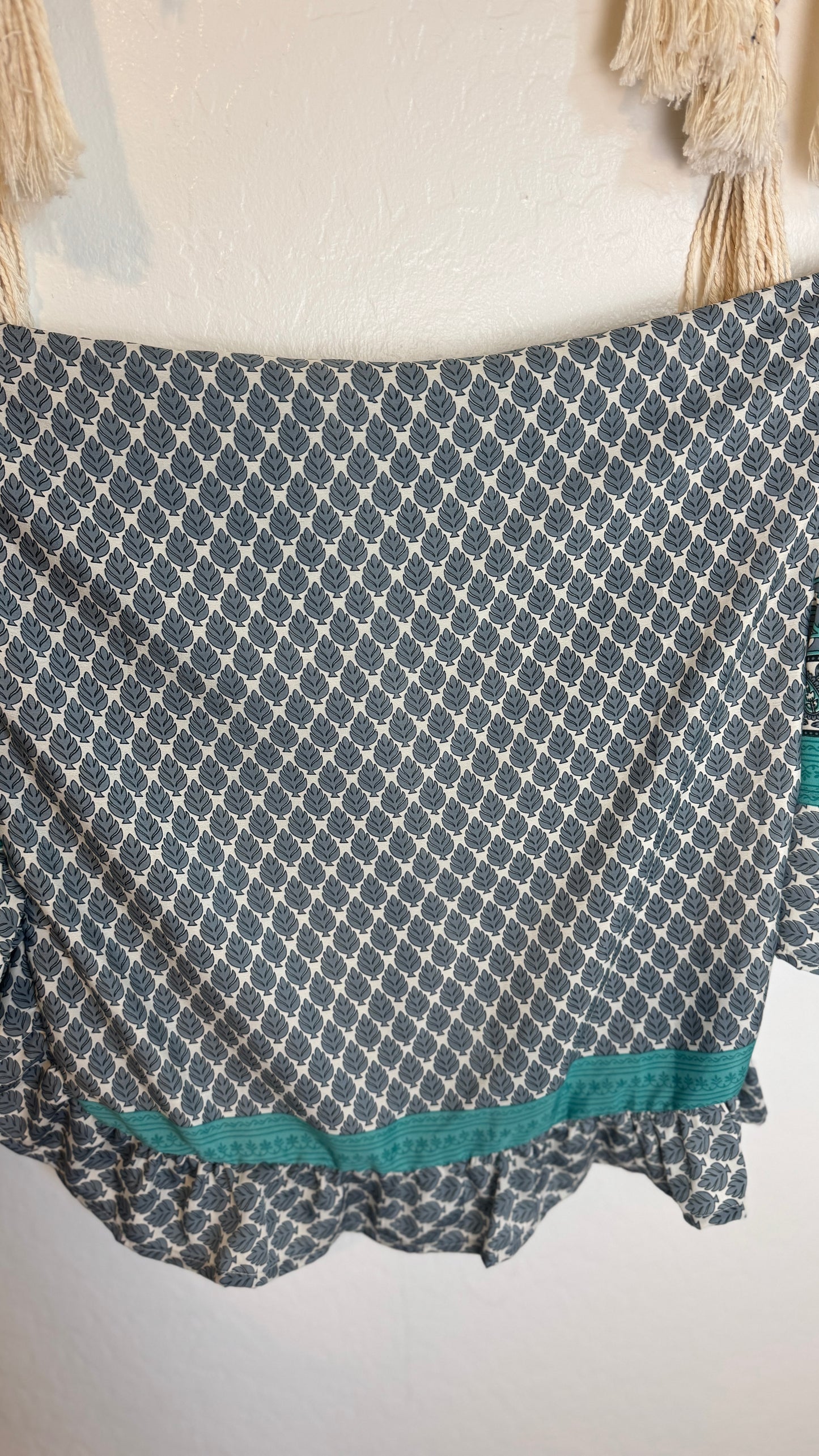Bell Sleeve Silk Wrap Tie Top 022