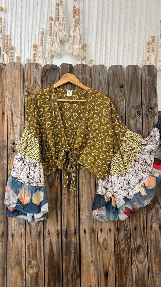 Thunderstruck ⚡ Silk Wrap Tie Top 009