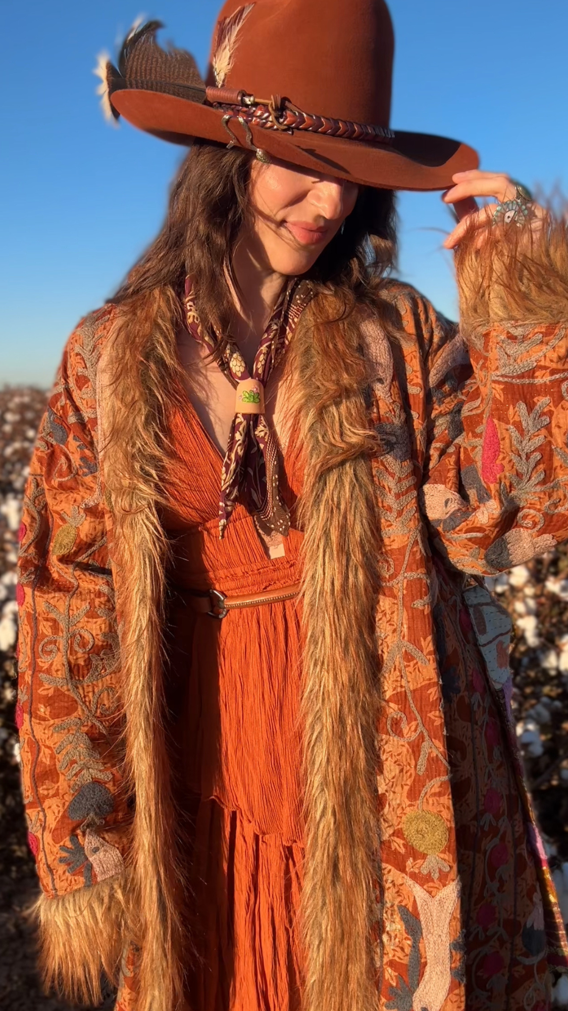 Leather Handcrafted Bolo Slide - Cactus Blossom