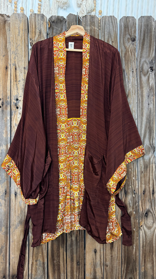 Creosote Sari Silk Kimono 004