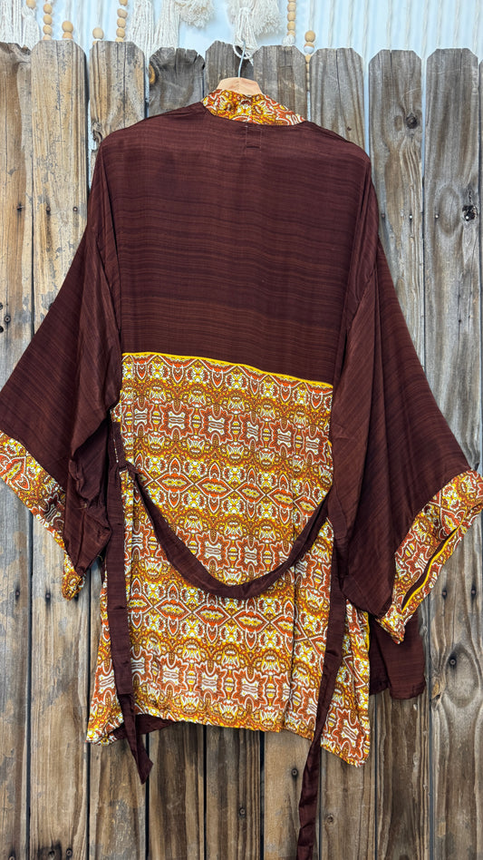 Creosote Sari Silk Kimono 004