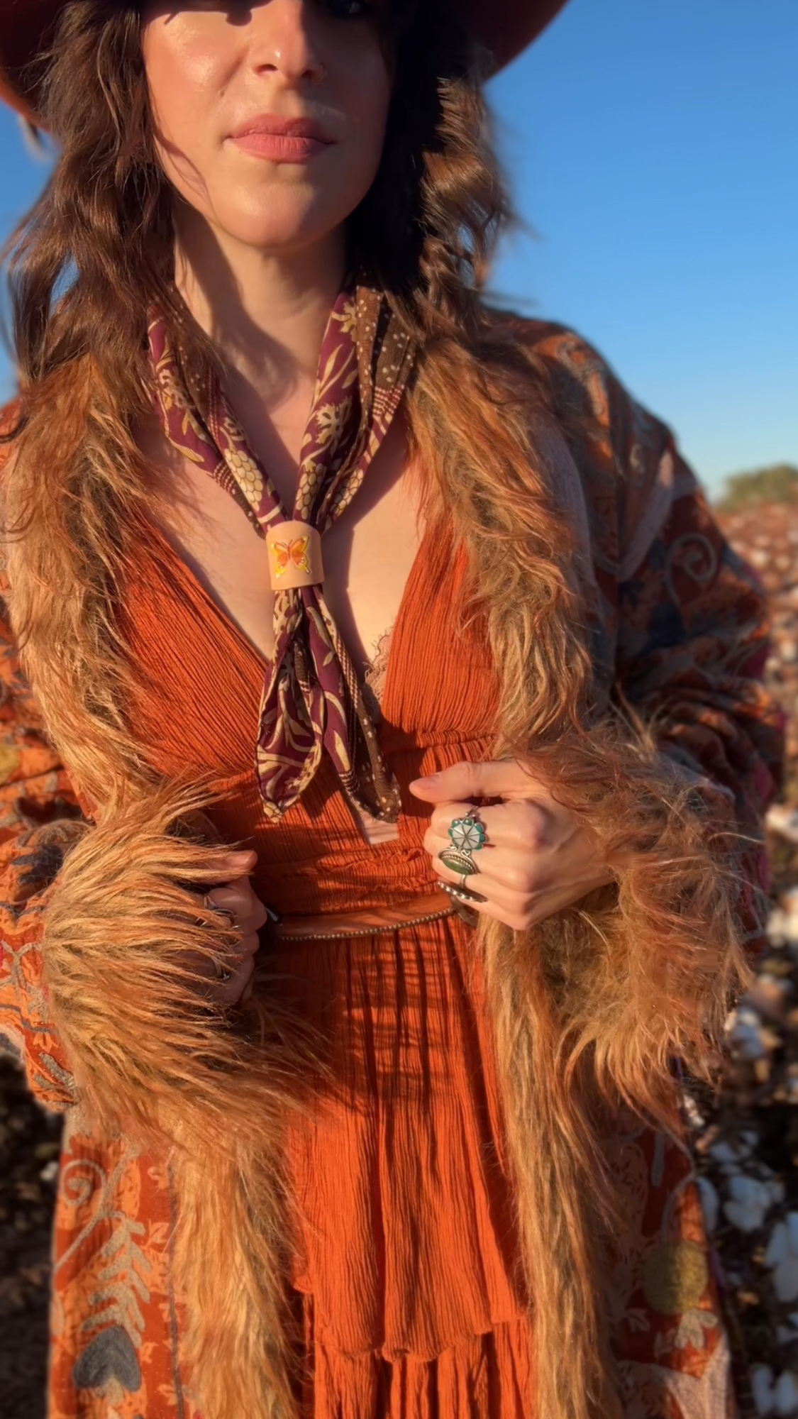 Leather Handcrafted Bolo Slide - Butterfly