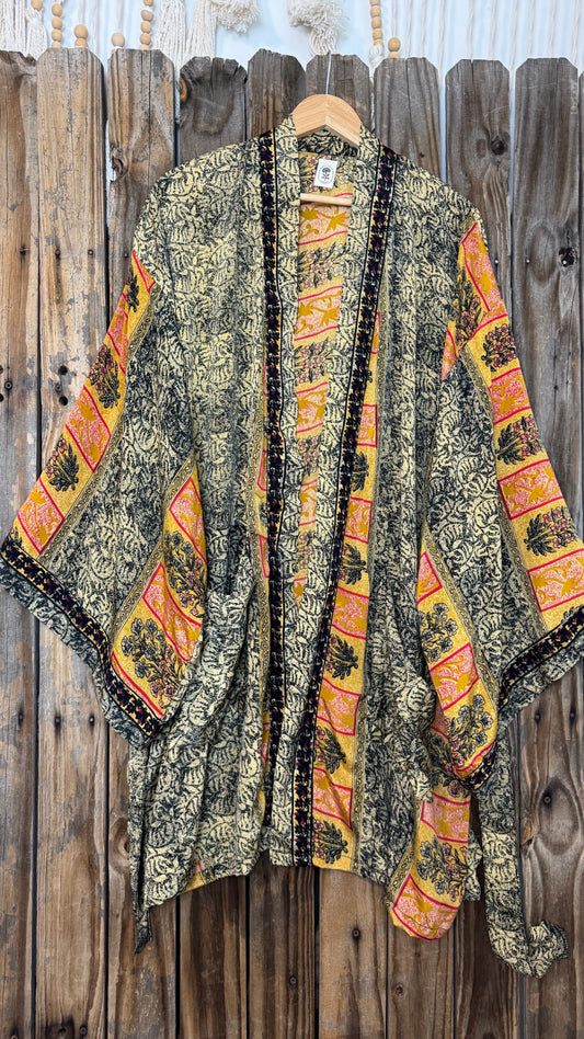 Creosote Sari Silk Kimono 008