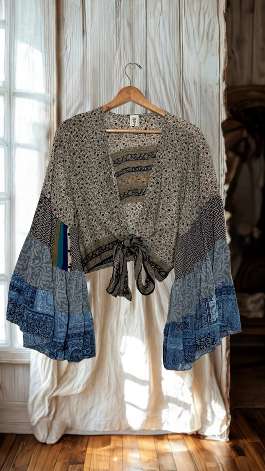 Thunderstruck ⚡ Silk Wrap Tie Top 057