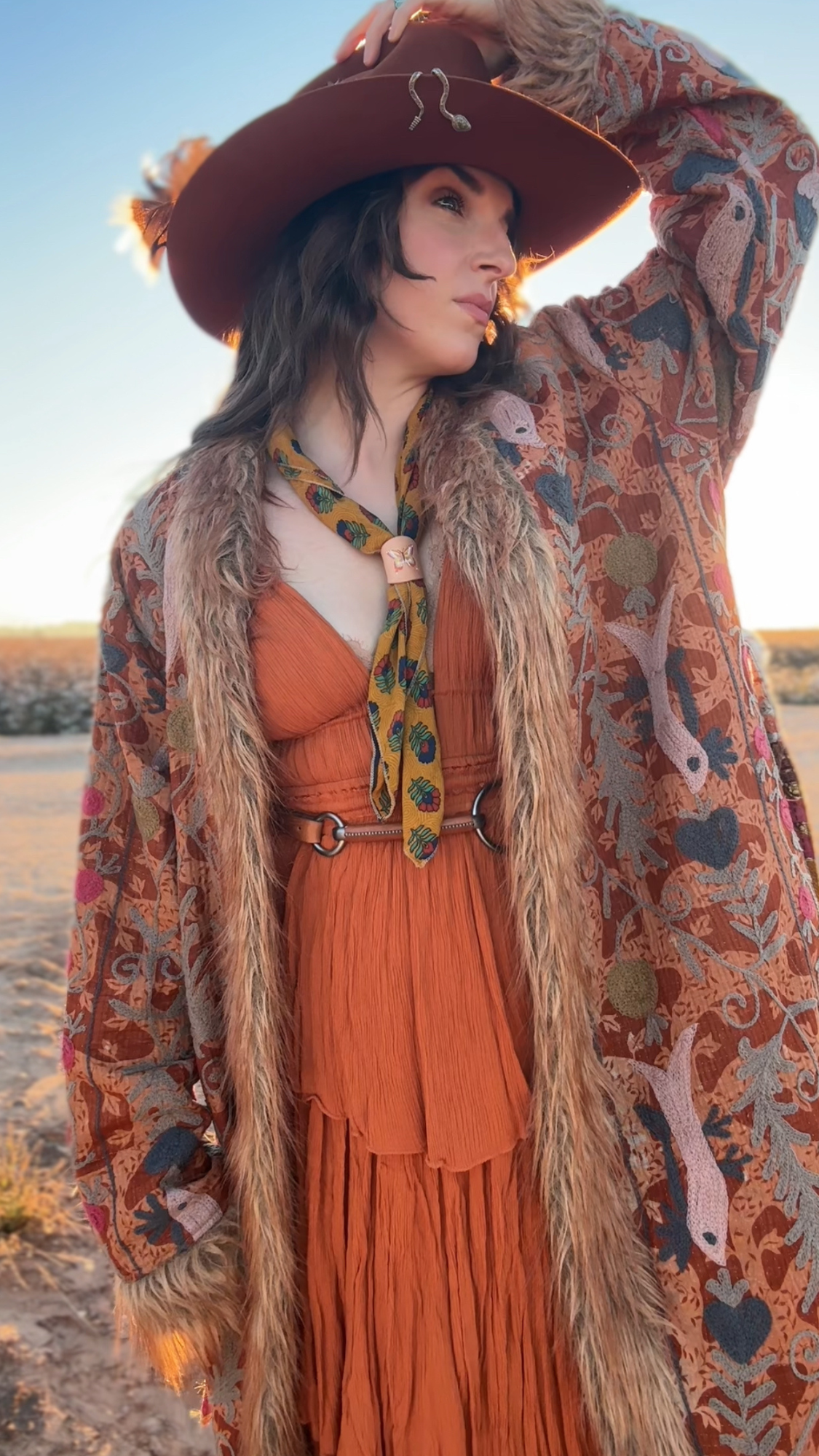 Leather Handcrafted Bolo Slide - Butterfly