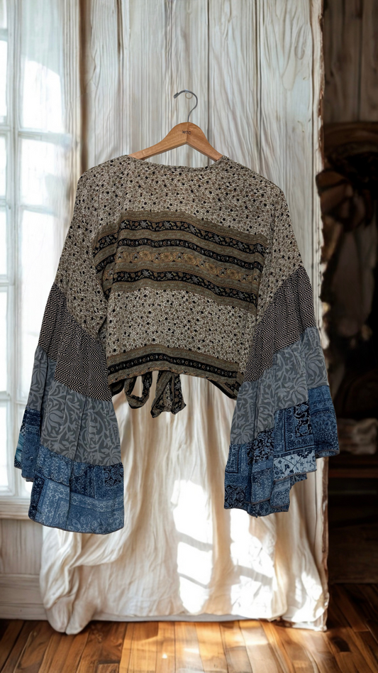 Thunderstruck ⚡ Silk Wrap Tie Top 057