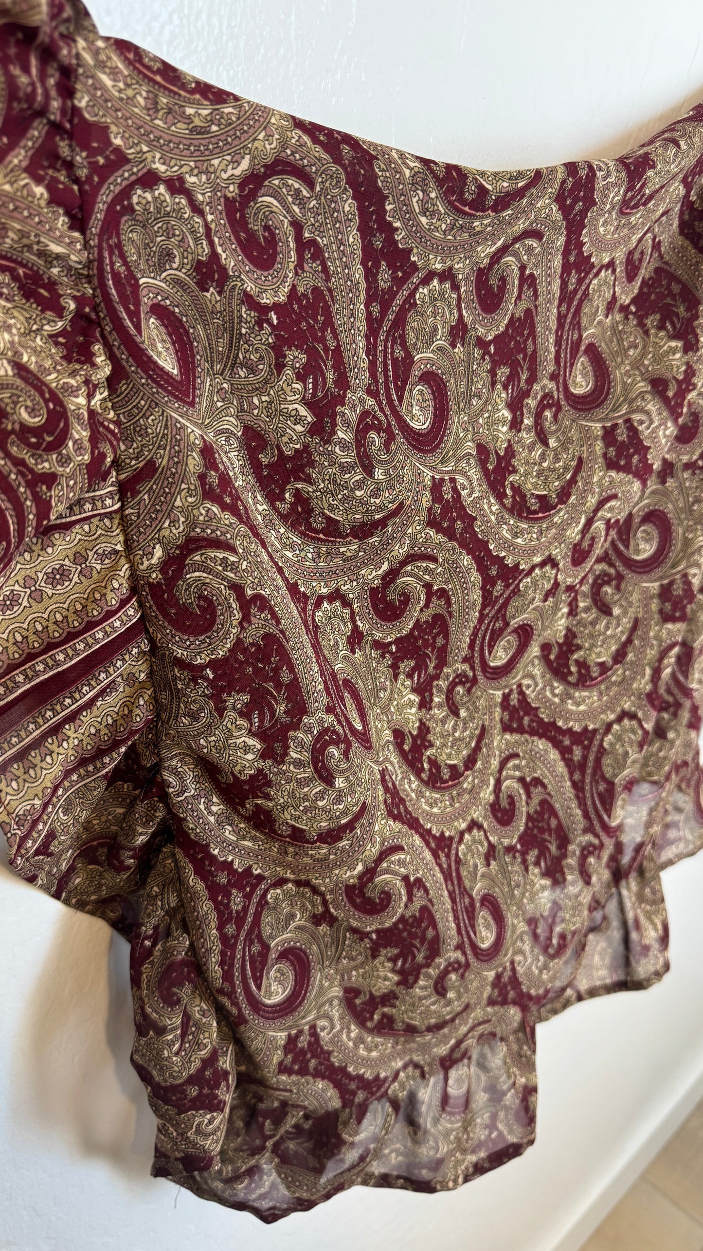 Bell Sleeve Silk Wrap Tie Top 007