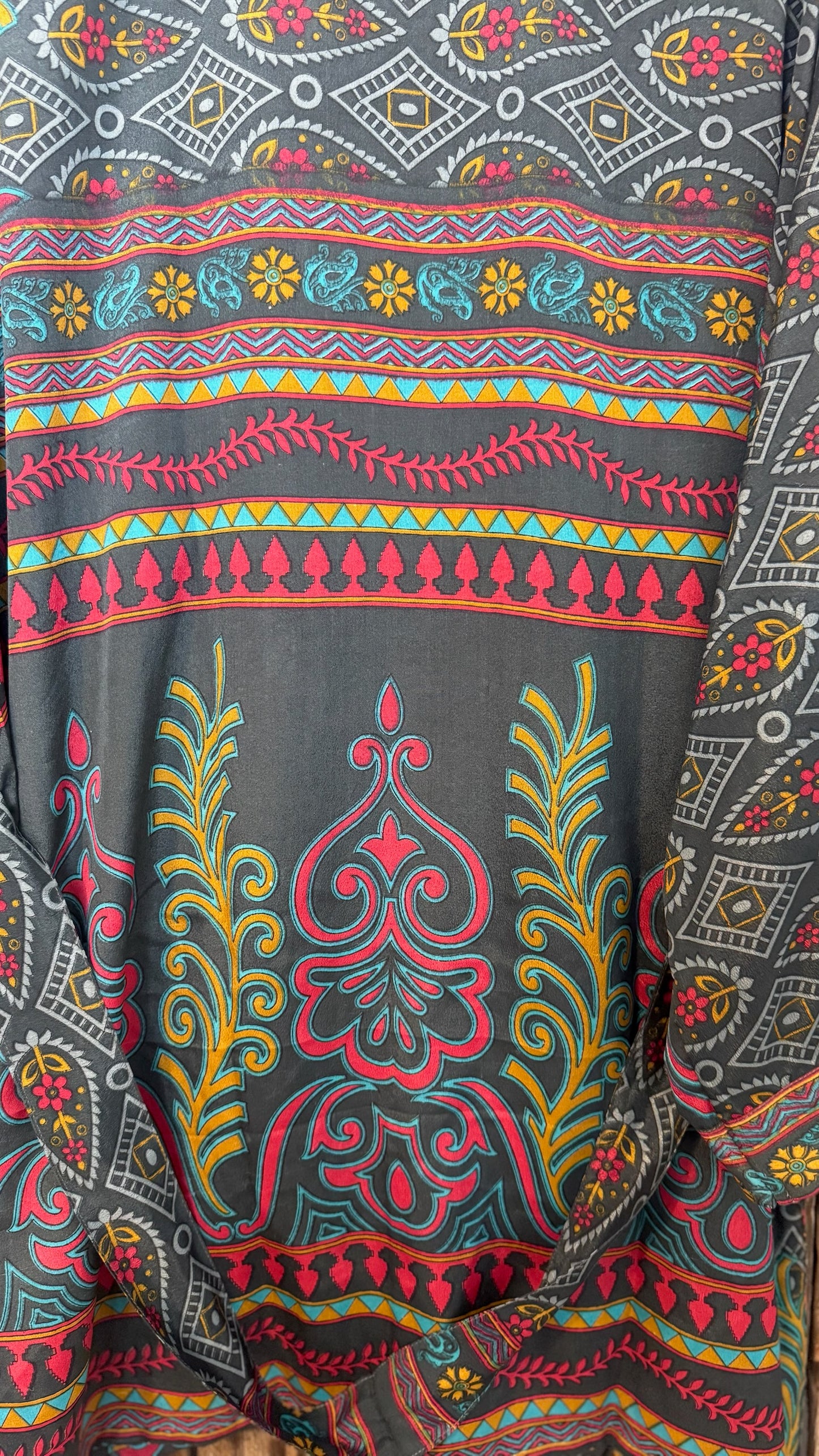 Creosote Sari Silk Kimono 014