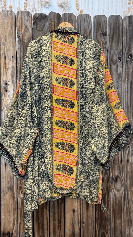Creosote Sari Silk Kimono 008