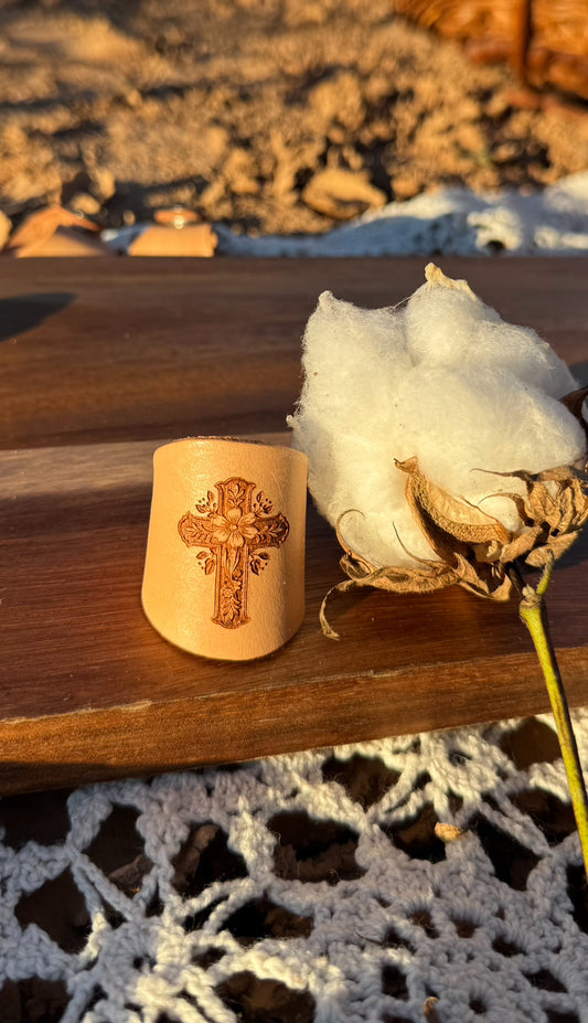 Leather Handcrafted Bolo Slide - Cross