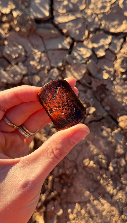 Leather Handcrafted Bolo Slide - Wild Horse