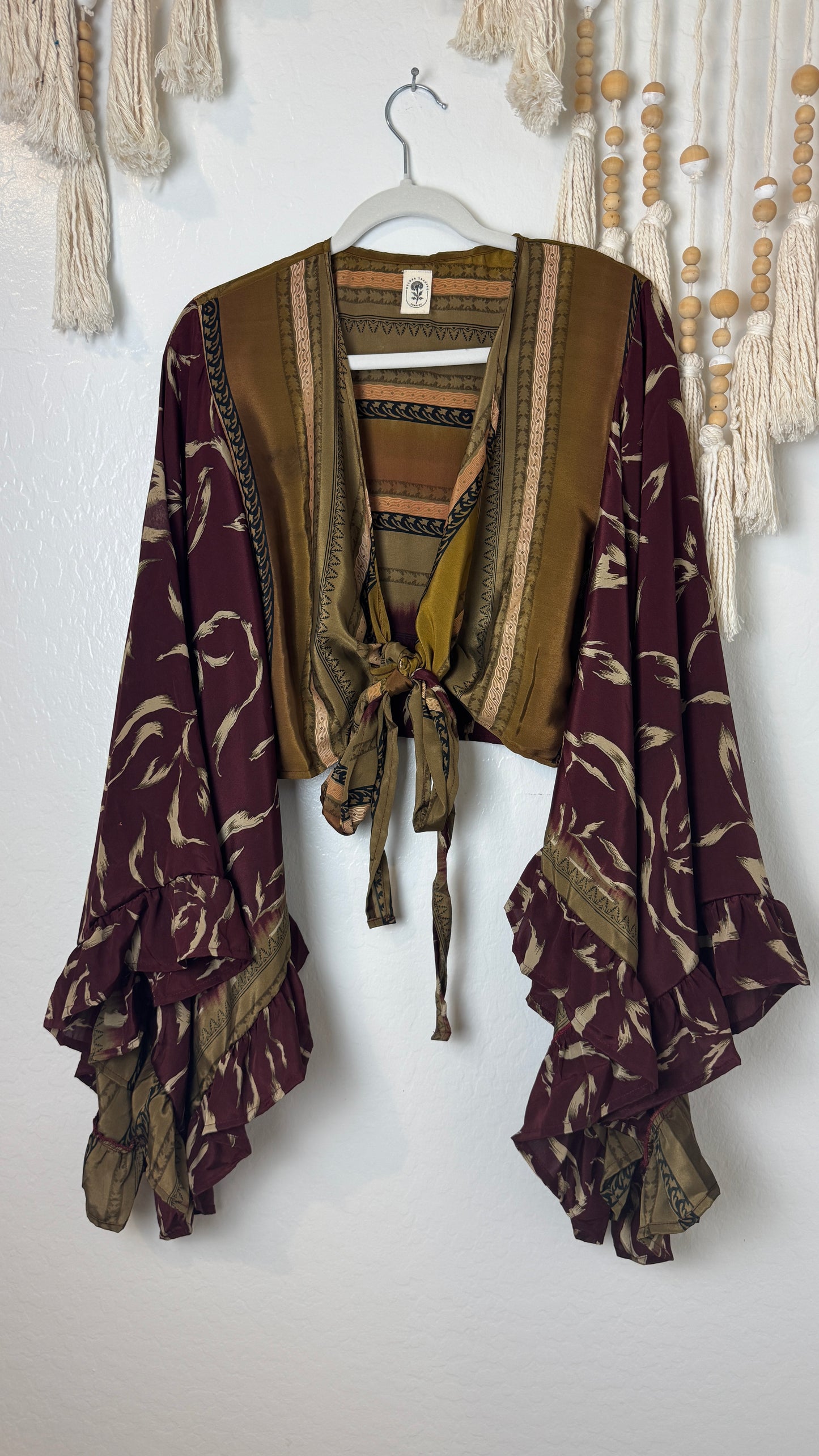 Bell Sleeve Silk Wrap Tie Top 006