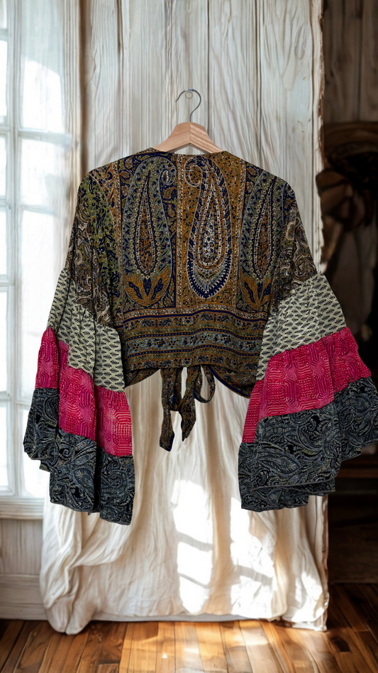 Thunderstruck ⚡ Silk Wrap Tie Top 054