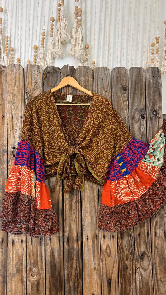 Thunderstruck ⚡ Silk Wrap Tie Top 001