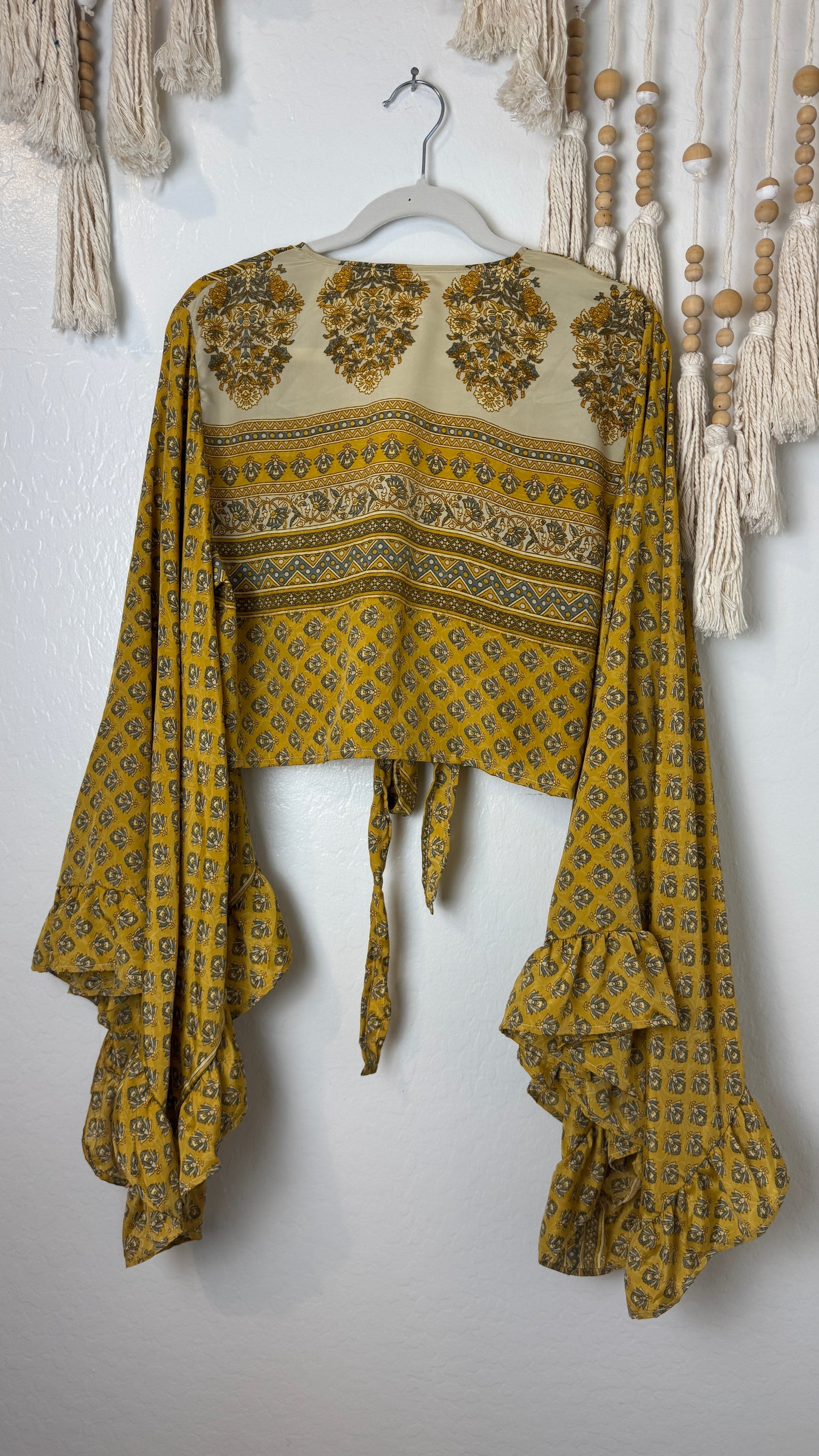 Bell Sleeve Silk Wrap Tie Top 014