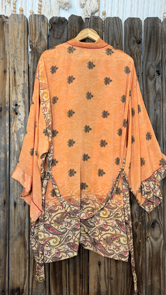 Creosote Sari Silk Kimono 002