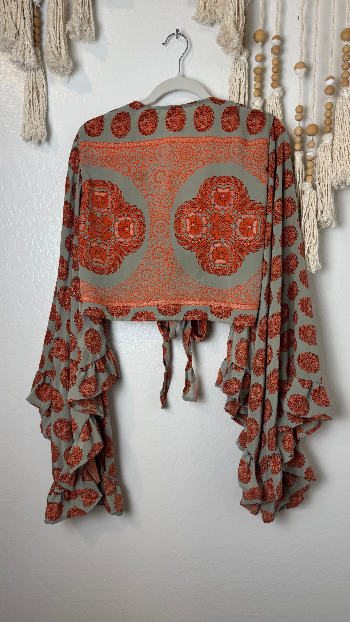 Bell Sleeve Silk Wrap Tie Top 012