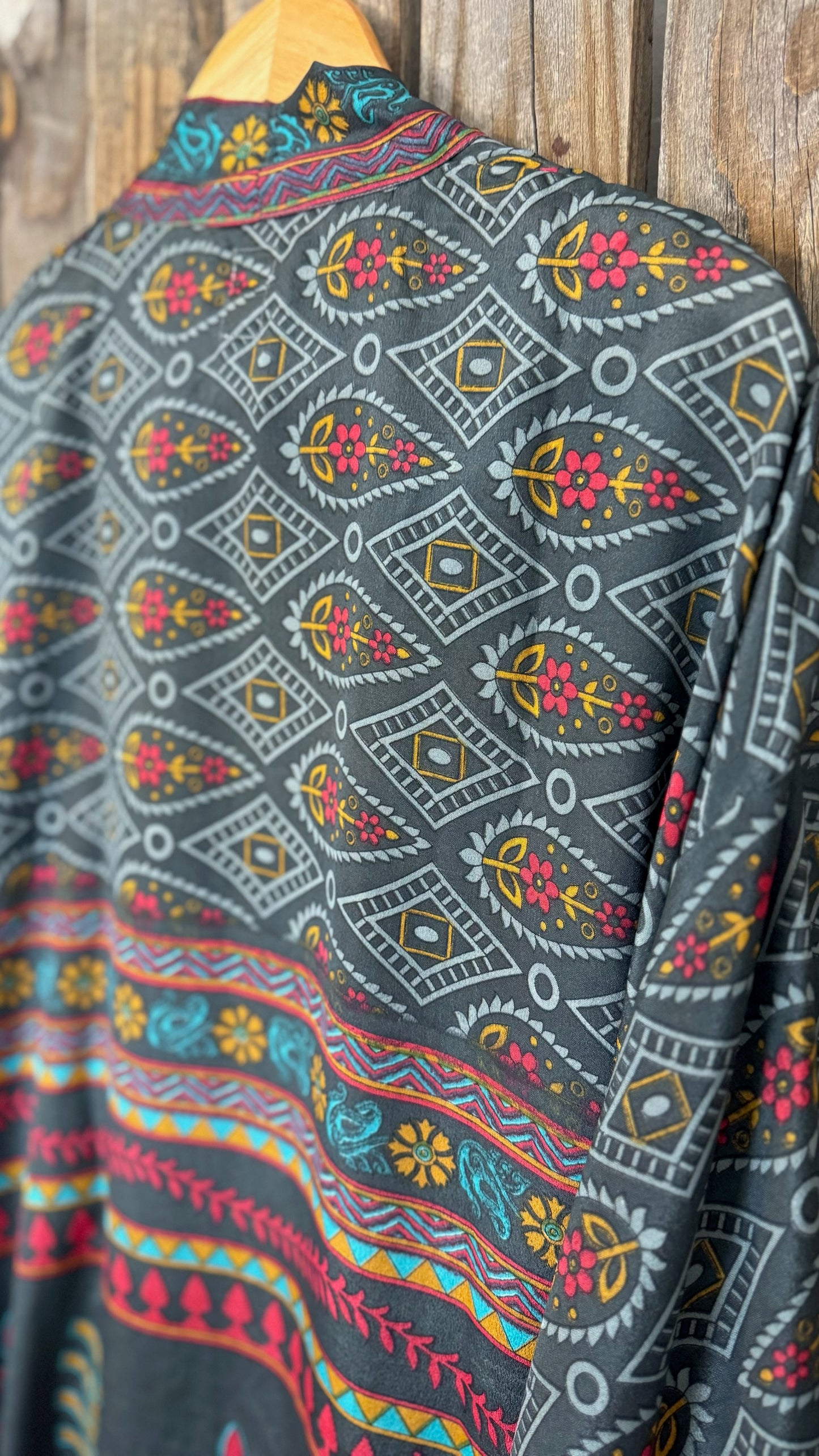 Creosote Sari Silk Kimono 014