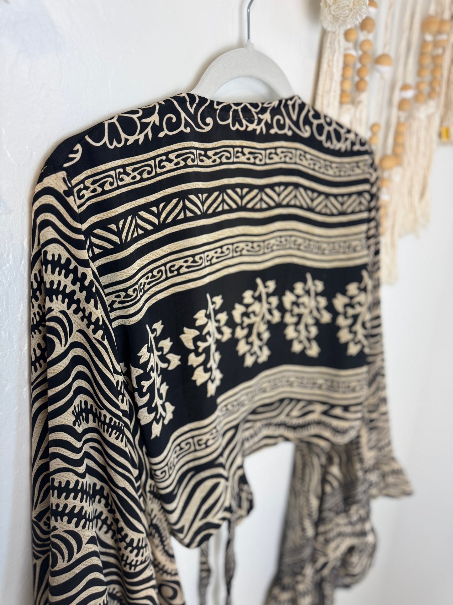 Bell Sleeve Silk Wrap Tie Top 001