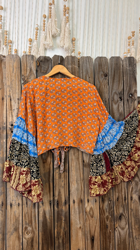 Thunderstruck ⚡ Silk Wrap Tie Top 005